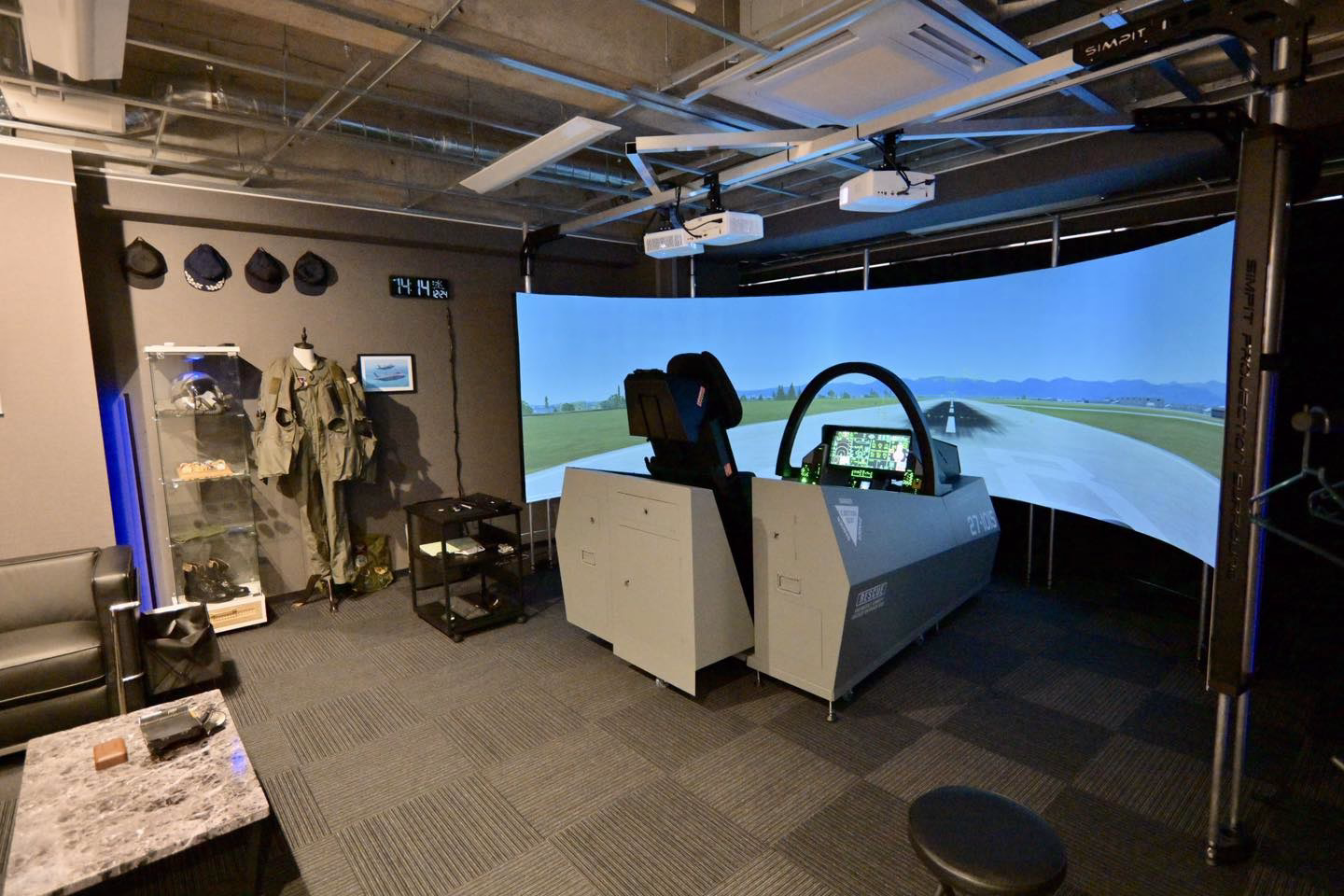 Fighter cockpit simulator bay at SimPit Store, Tokyo