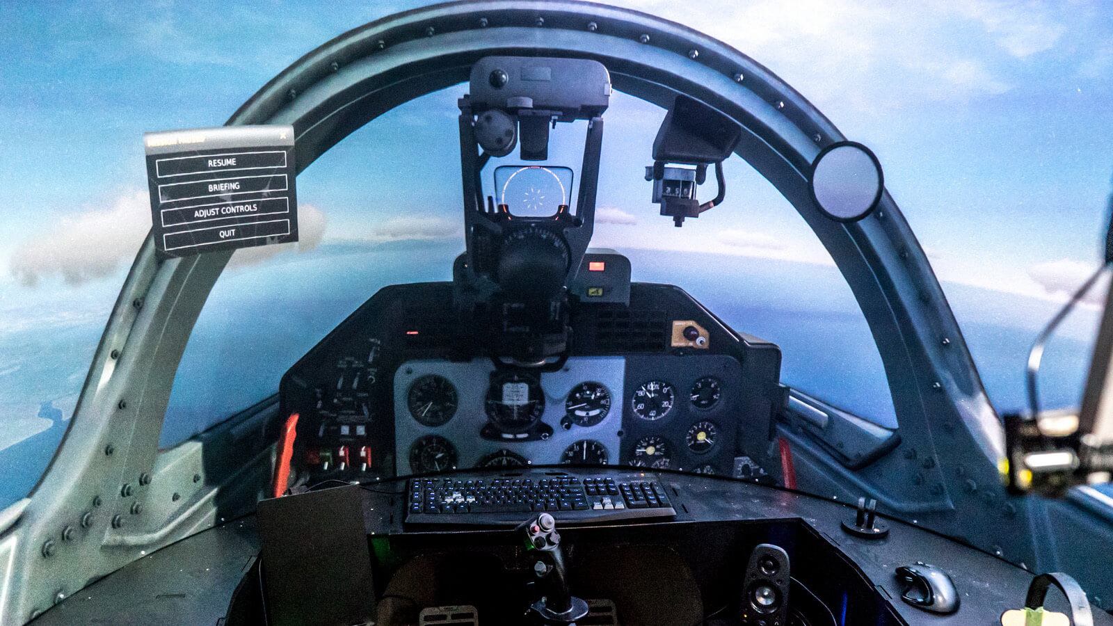 L-39 Albatros in DCS World — paused mid-flight