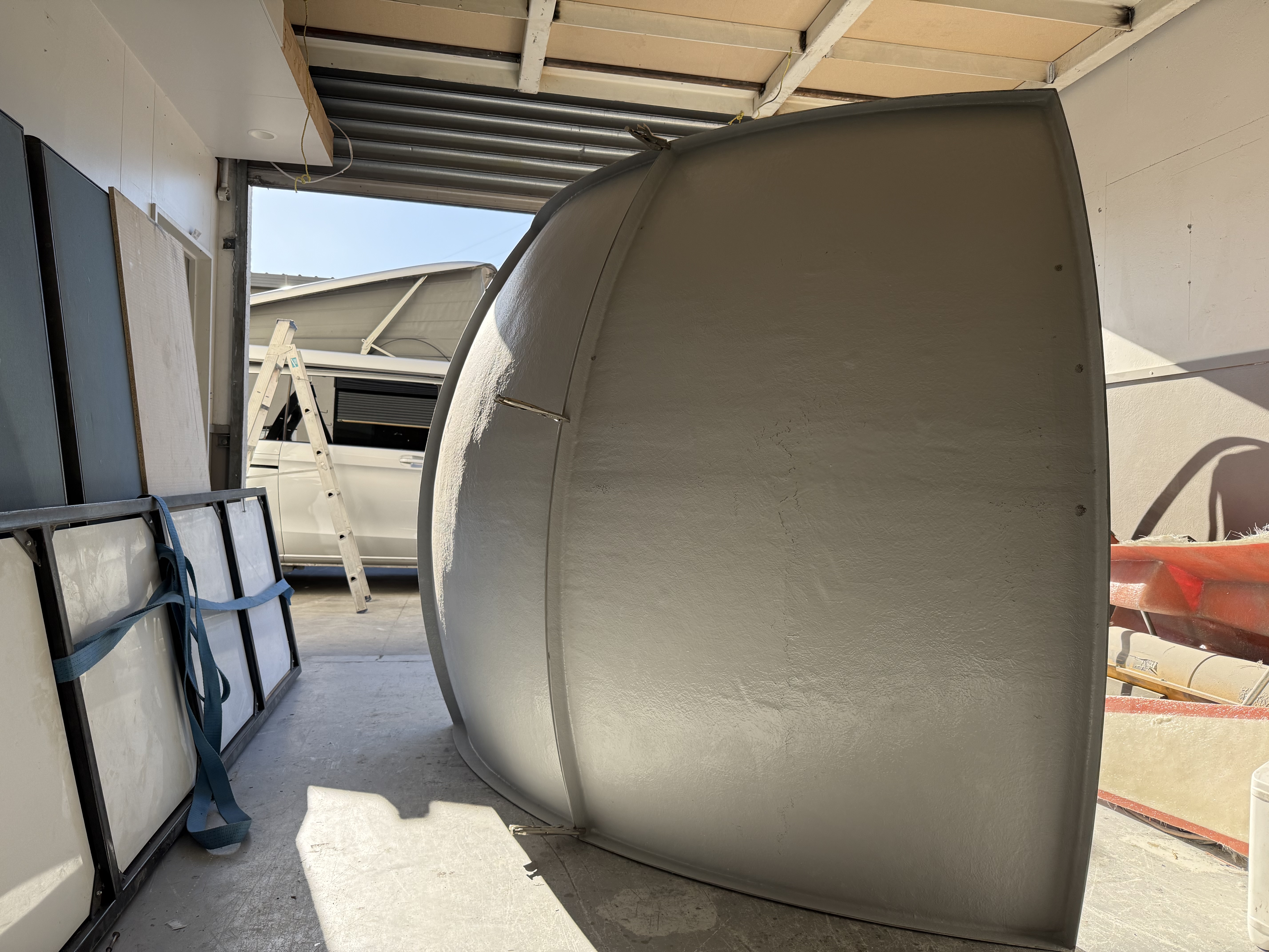 Segmented fiberglass dome shell before ALR coating and on-site finishing